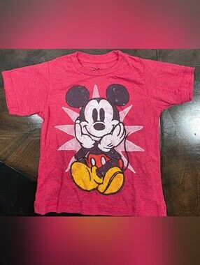 Disney Red Mickey Mouse Graphic Tee with Yellow Accents